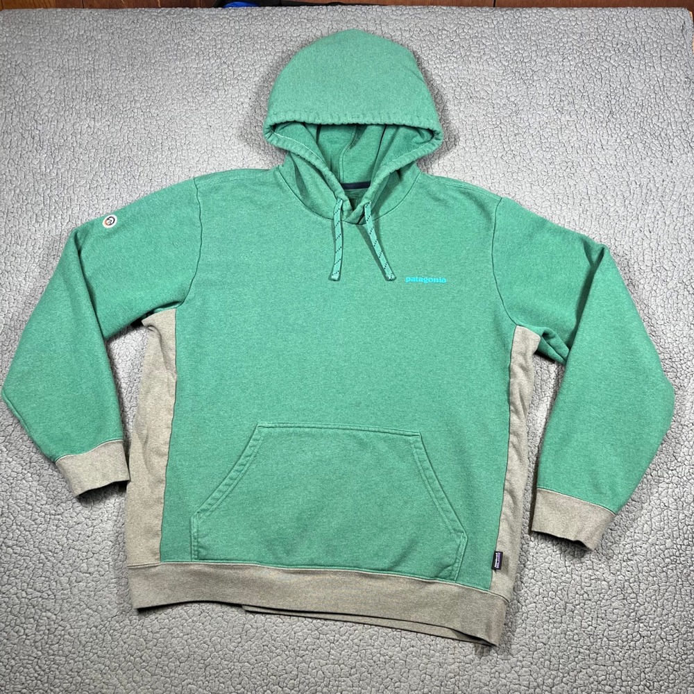 Patagonia Fitz Roy Icon Uprisal Hoodie Men L Pullover Colorblock Green Gorpcore